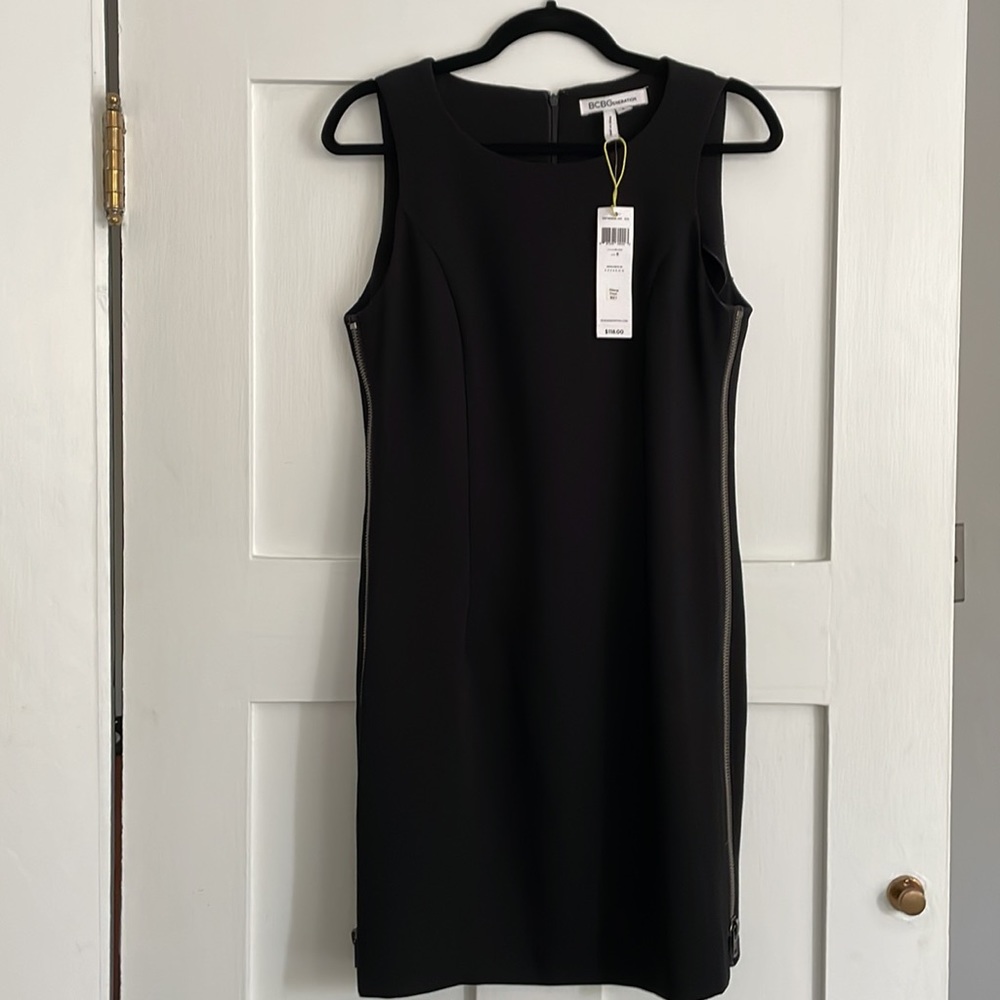 BCBG NWT Black Dress Leather inserts